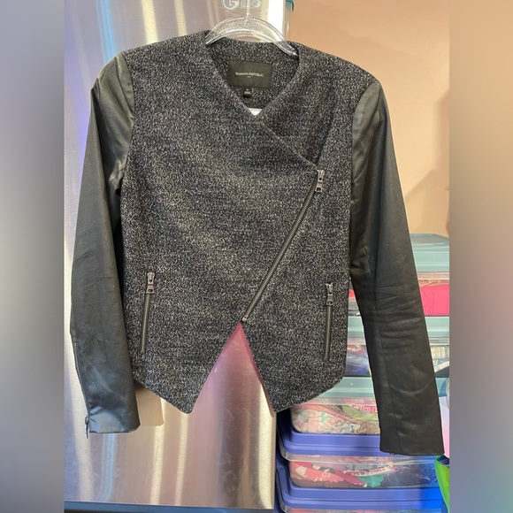 Banana Republic Factory Mixed Media Moto Jacket size 0 - Picture 2 of 8